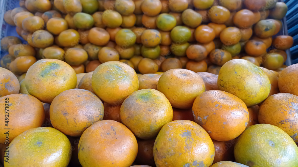 Bogor, West Java, Indonesia - March 15, 2022 : Fresh citrus fruits from traders in the Bogor area.