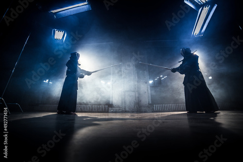 kendo. fighter getting ready for a fight