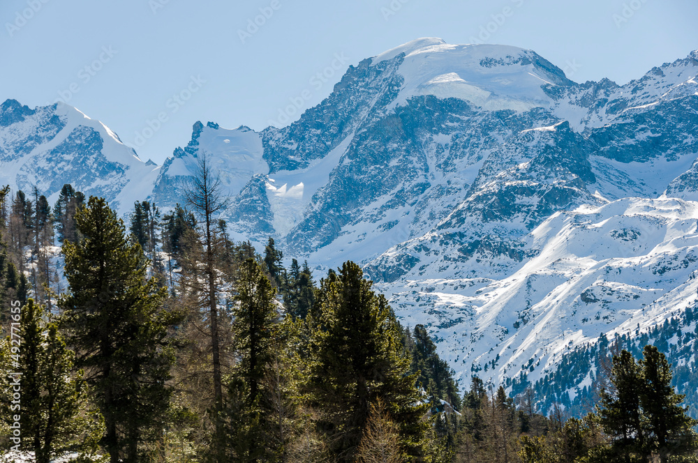 Bernina, Morteratsch, Gletscher, Val Bernina, Berninapass, Piz Bernina, Engadin, Oberengadin, Gletscherweg, Alpen, Graubünden, Winter, Schweiz