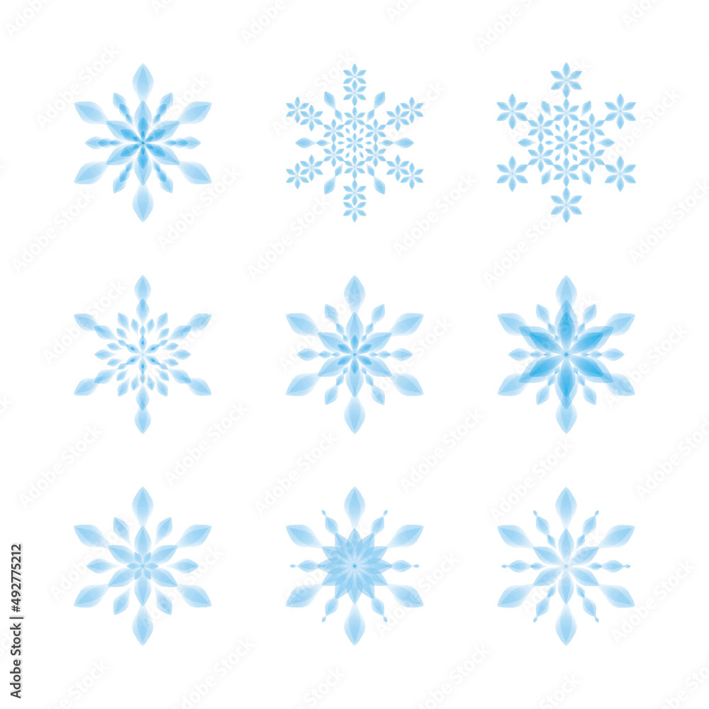 雪の花　雪の結晶 #6　水彩風イラスト　素材