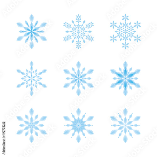 雪の花　雪の結晶 #6　水彩風イラスト　素材