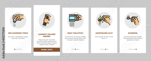 Cook Instruction For Prepare Meal Onboarding Mobile App Page Screen Vector. Butter And Milk Add, Salt And Pepper Flavoring, Beater Whisk Mixer Device Beating, Adding Lemon Juice And Egg Illustrations