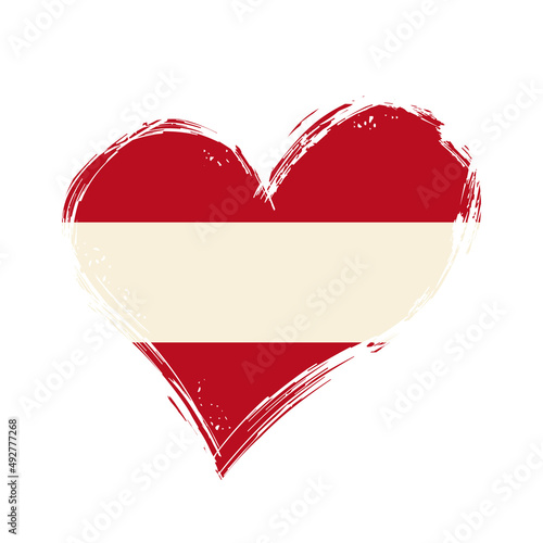 Austrian flag heart-shaped grunge background. Vector illustration.