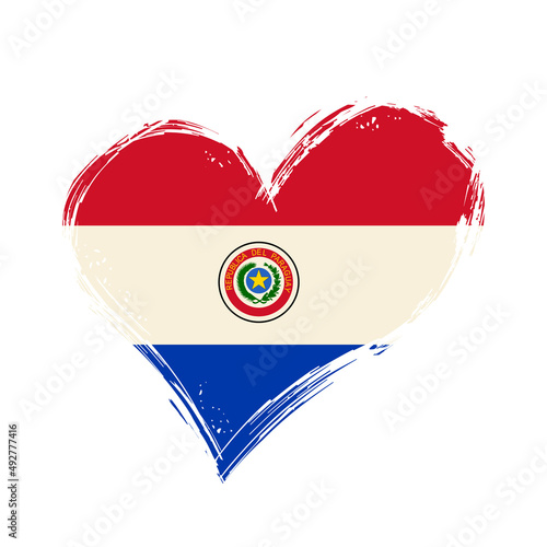 Paraguayan flag heart-shaped grunge background. Vector illustration.