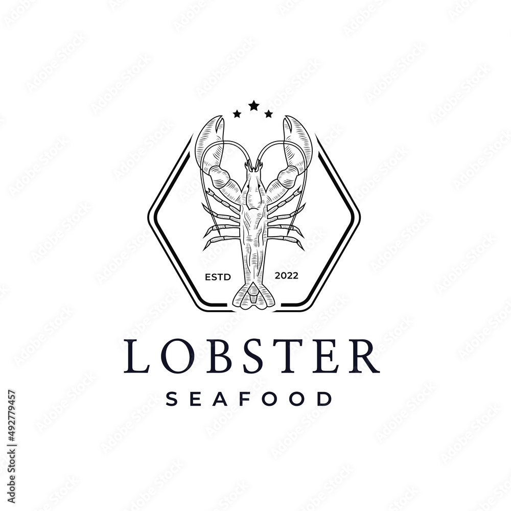Lobster Claw Seafood Circular logo design inspiration hexagon frame label Lobster Claw Seafood Circular logo design inspiration hexagon frame label