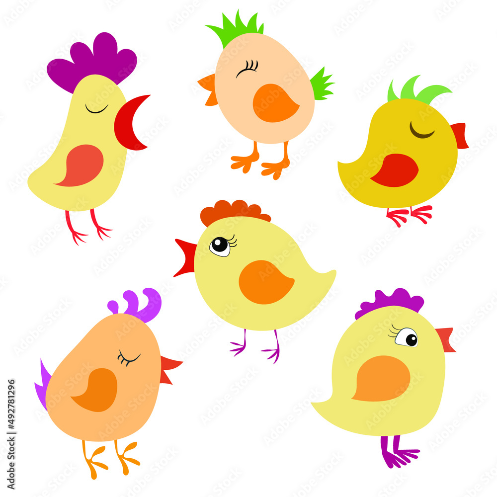 A collection of cute chicks icons A collection of cute chicks icons