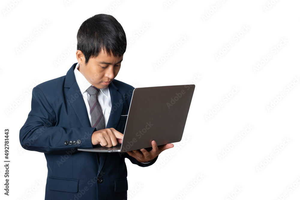 Portrait of businessman using laptop computer. Working online. Portrait of businessman using laptop computer. Working online.