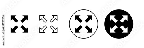 Fullscreen Icon set. Expand to full screen sign and symbol. Arrows symbol