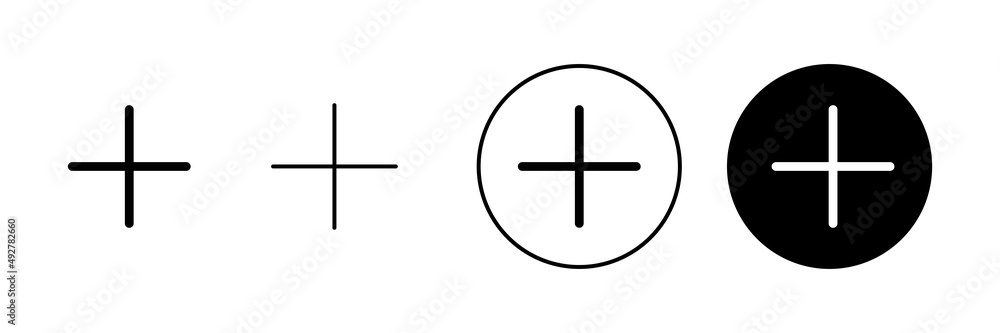 Plus Icons set. Add plus sign and symbol Plus Icons set. Add plus sign and symbol
