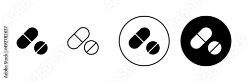 Pills icons set. capsule icon. Drug sign and symbol