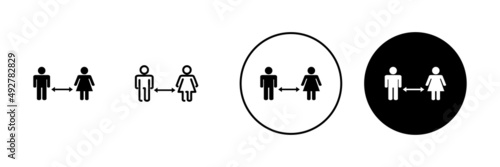 Social distancings set. social distance sign and symbol. self quarantine sign