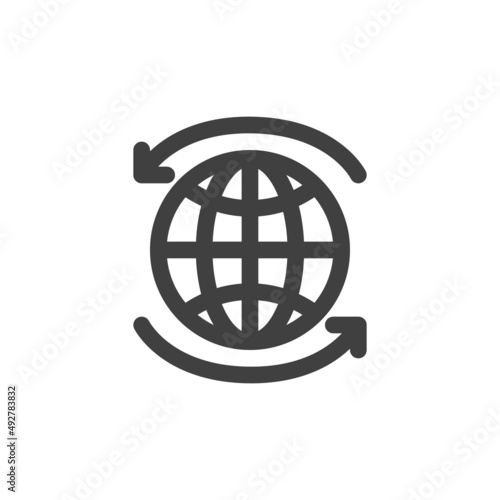 Globe with arrows line icon
