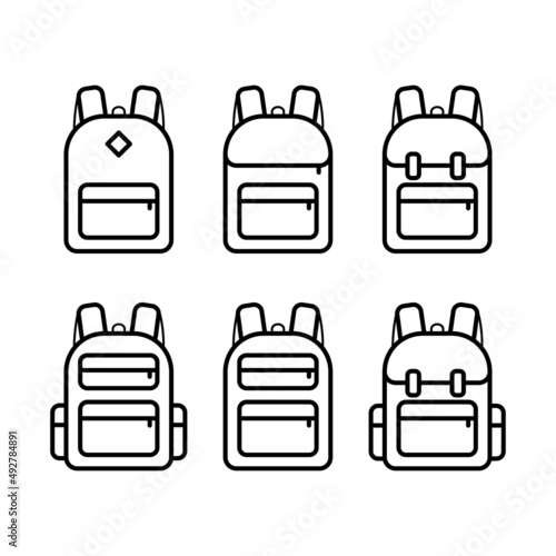 Line backpack icon vector illustration