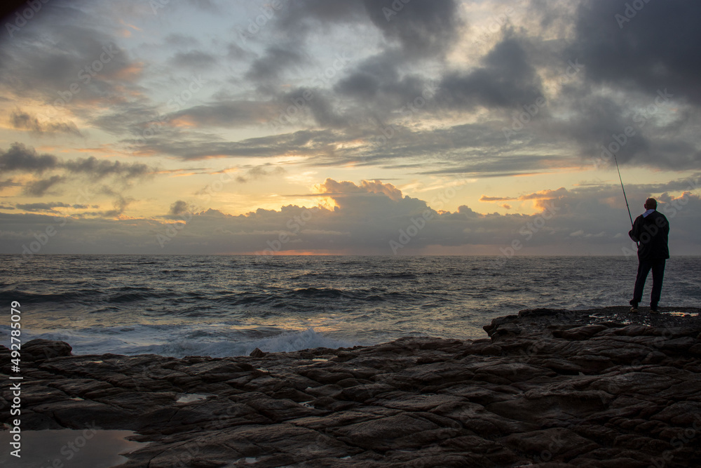 Fototapeta premium Morning sunrise over the ocean in the south coast of South Africa