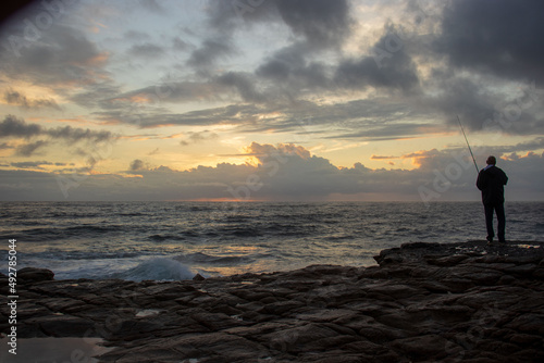 Morning sunrise over the ocean in the south coast of South Africa