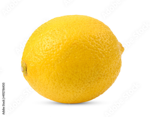 Lemon fruit with leaf isolated on white