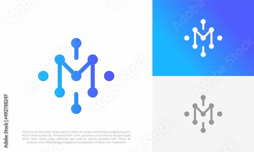 letter M tech logo initial abstract vector icon design illustration	
