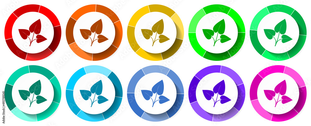 Plant, tree icon set, florar flat design vector illustration in 10 colors options for mobile applications and webdesign Plant, tree icon set, florar flat design vector illustration in 10 colors options for mobile applications and webdesign