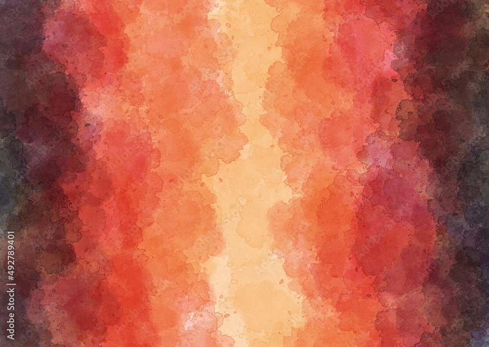 Red colorful vertical watercolor paint background texture abstract