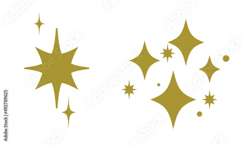 Shine gold sparkle icon  aesthetic logo  social media decoration. Vector illustration 