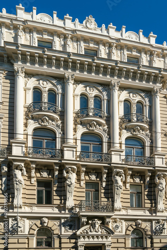 Fragment of Art Nouveau architecture style of Riga city , Latvia