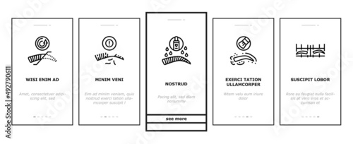 Eyebrow Tattoo Beauty Procedure Onboarding Mobile App Page Screen Vector. Eyebrow Tattoo Correction, Nano And Ombre Brows . Prepare For Treatment Eyeliner, Cosmetology Salon Service Illustrations