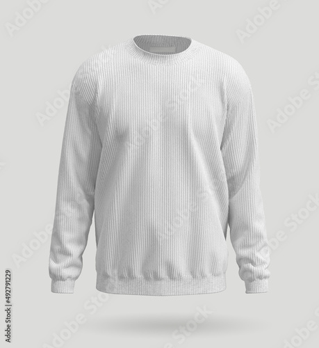 Fotografija Blank template mens white knitted sweater, front view