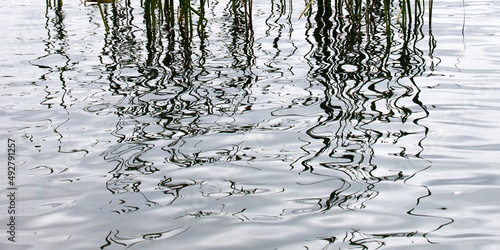 Zoom background. Abstract background. Reflections spreading on soft blue water and dissipating into surreal imaginary forms.