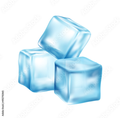 Realistic Ice Cubes Composition
