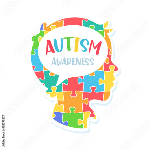heart color jigsaw Concept of caring for mentally ill children with autism
