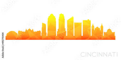 Cincinnati, OH, USA Low Poly Skyline Clip Art City Design. Geometric Polygon Graphic Horizon Icon. Vector Illustration Symbol.