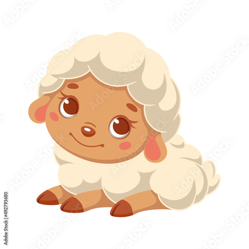 Cute sheep cartoon vector illustration