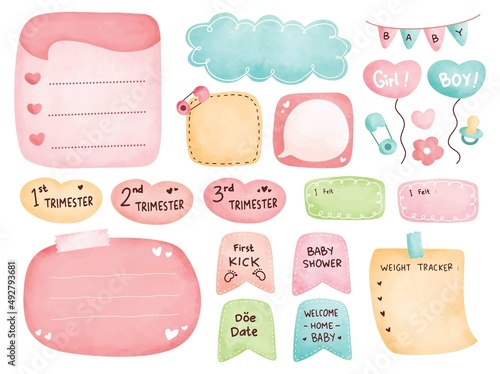 Water color style Pregnant planner Vector illustration