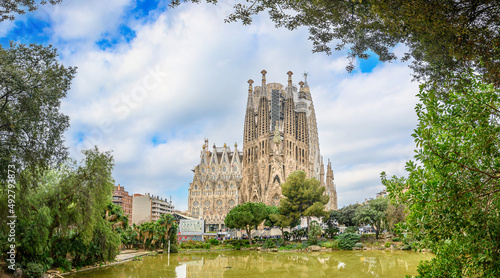 Sagrada Familia, a large Roman Catholic church in Barcelona, Spain, designed by Catalan architect Antoni Gaudi
