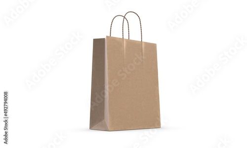 3D illustration of a shopping paper bag isolated on white.