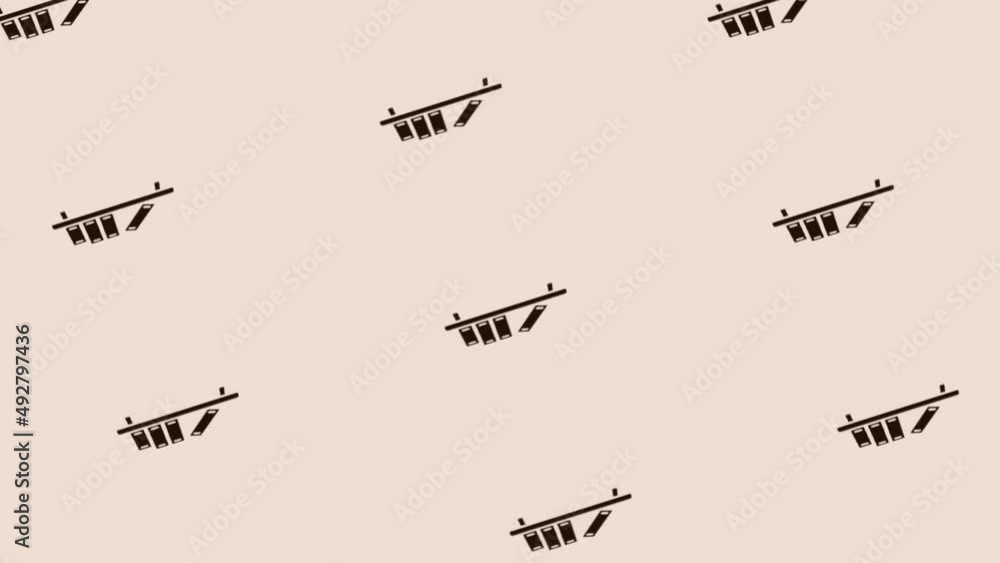 animation of shelf with books icon spinning on light pastel background animation of shelf with books icon spinning on light pastel background