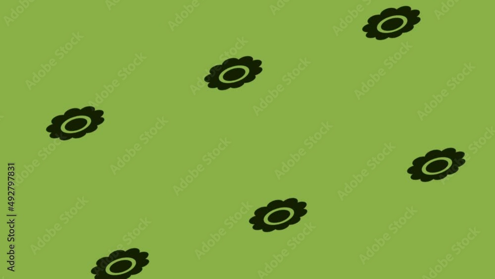 animation of blossoming flower icon rotating on green background animation of blossoming flower icon rotating on green background