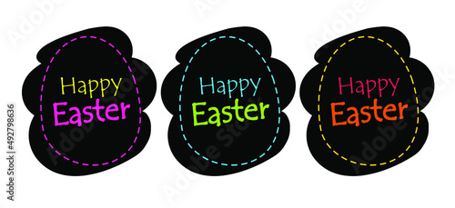 happy Easter. stickers for Easter. black modern fashion stickers in the shape of an egg. vector illustration for Easter. bright label "happy Easter". a label for a gift