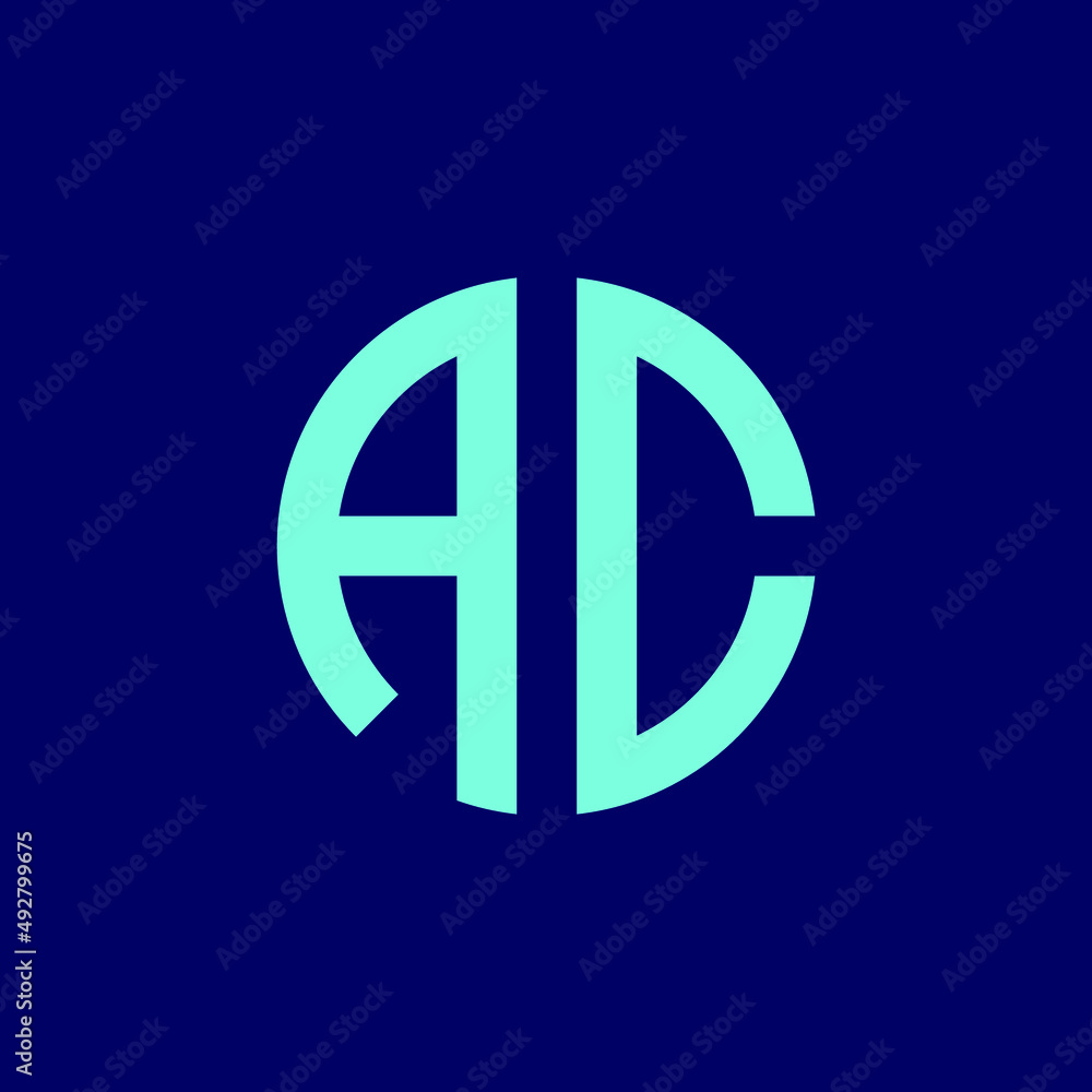 Monogram A + C logo, simple and minimalist letter design. Blue on black background Monogram A + C logo, simple and minimalist letter design. Blue on black background