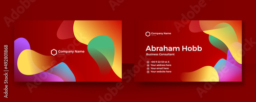 Set of red orange yellow colorful geometric business card design template
