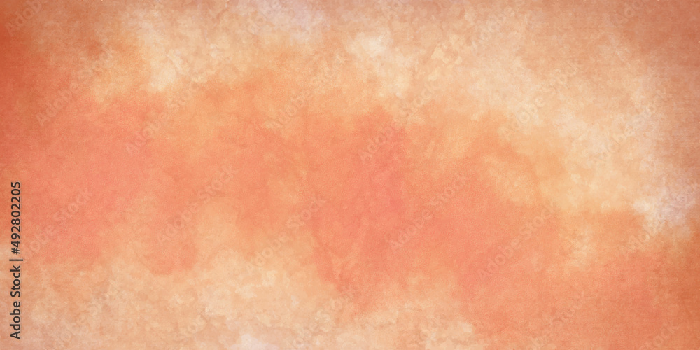 Background with watercolor Orange autumn background texture, warm marbled vintage peach and coral fall colors for thanksgiving.