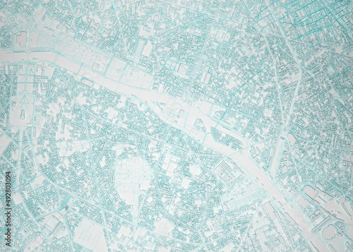simplified map of the city of paris aerial view © petrovk