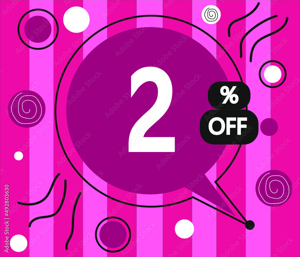 Fototapeta premium Vector illustration 2% off banner. pink label