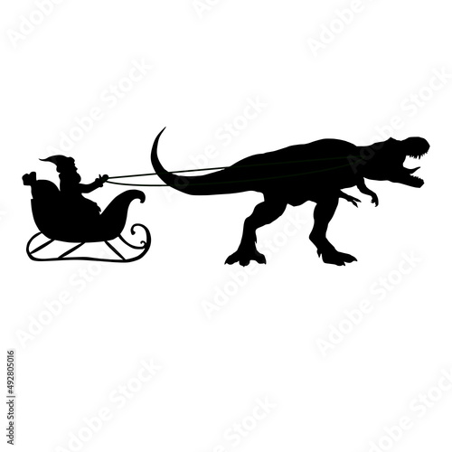 Santa's Sleigh, dinosaur silhouette, christmas