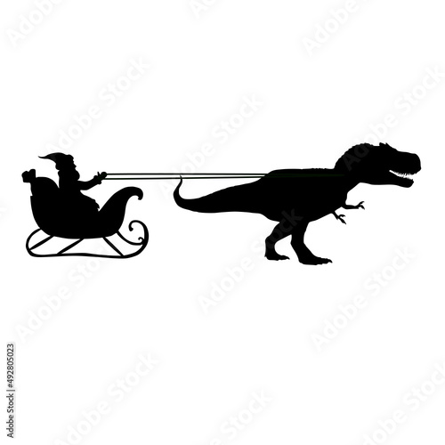 Santa's Sleigh, dinosaur silhouette, christmas