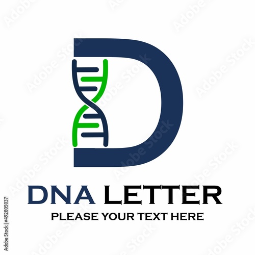 Letter d DNA logo template. Design with chromosome symbol. Suitable for research, science, medical, logotype, technology, lab, molecule, protein, nucleus etc