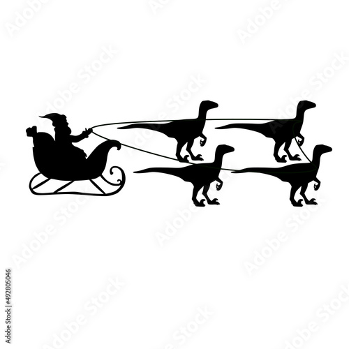 Santa's Sleigh, dinosaur silhouette, christmas