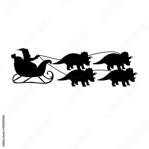Santa's Sleigh, dinosaur silhouette, christmas