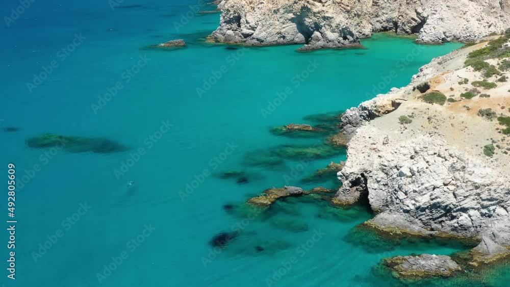 Aerial seascape at the day time. Bay and rocks. Blue water background in the summer. Sea and beach. Travel and vacation video. Aerial seascape at the day time. Bay and rocks. Blue water background in the summer. Sea and beach. Travel and vacation video.