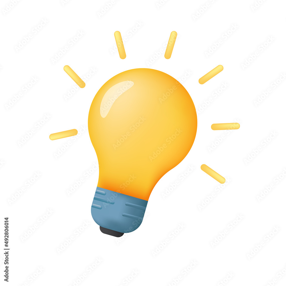 Lightbulb vector illustration in 3d style isolated on white background Lightbulb vector illustration in 3d style isolated on white background